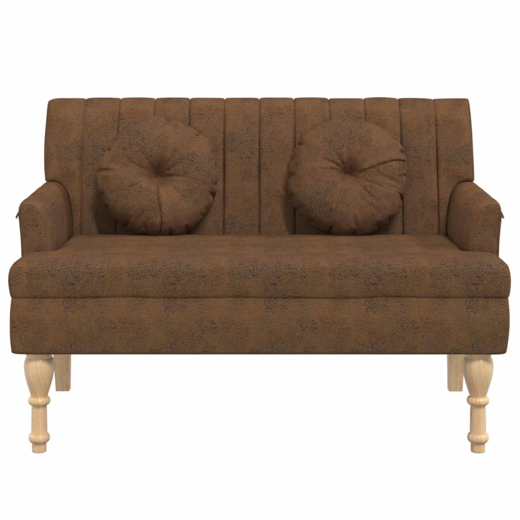 Banco con cojines ante sintético marrón 113x64,5x75,5 cm