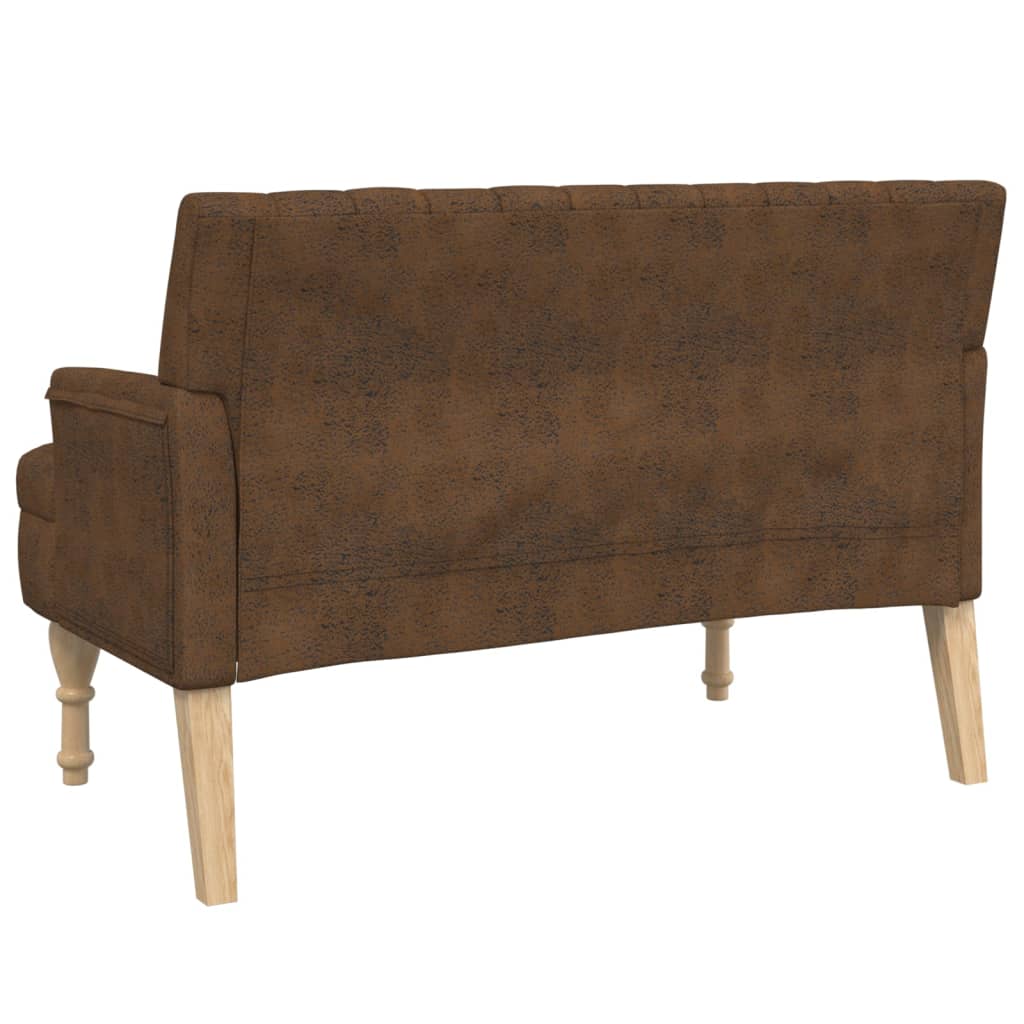 Banco con cojines ante sintético marrón 113x64,5x75,5 cm