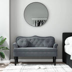 Banco con cojines de terciopelo gris oscuro 120,5x65x75 cm