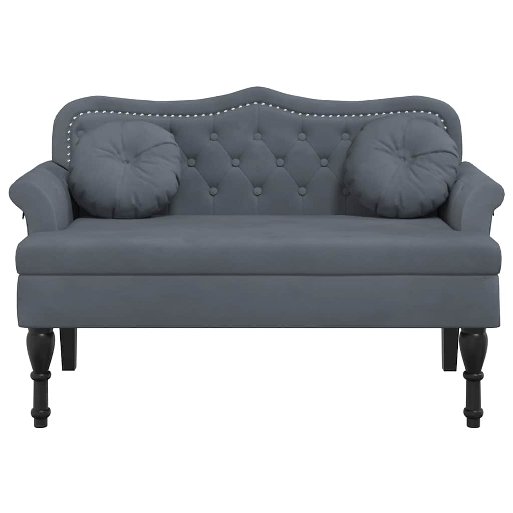 Banco con cojines de terciopelo gris oscuro 120,5x65x75 cm