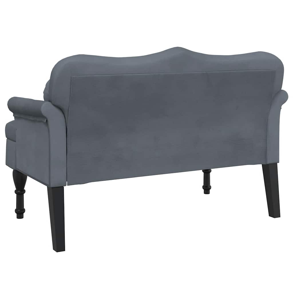 Banco con cojines de terciopelo gris oscuro 120,5x65x75 cm