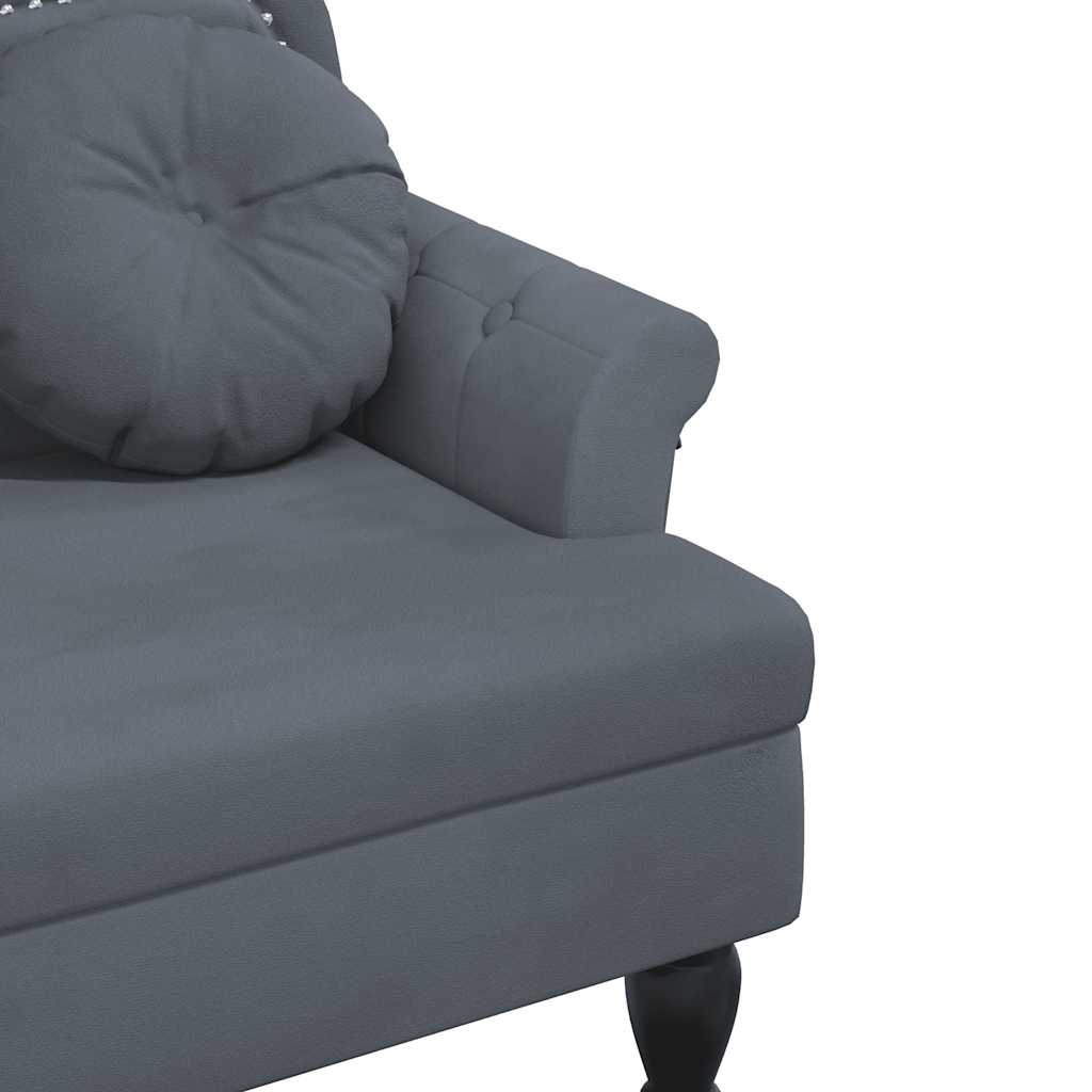 Banco con cojines de terciopelo gris oscuro 120,5x65x75 cm