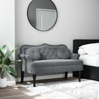 Banco con cojines de terciopelo gris oscuro 120,5x65x75 cm