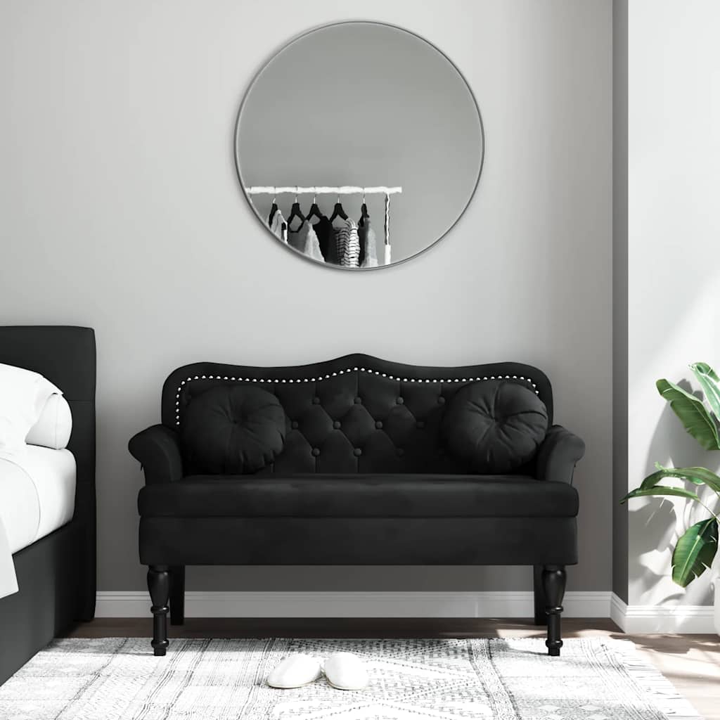 Banco con cojines de terciopelo gris oscuro 120,5x65x75 cm