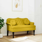Banco con cojines terciopelo amarillo 120,5x65x75 cm