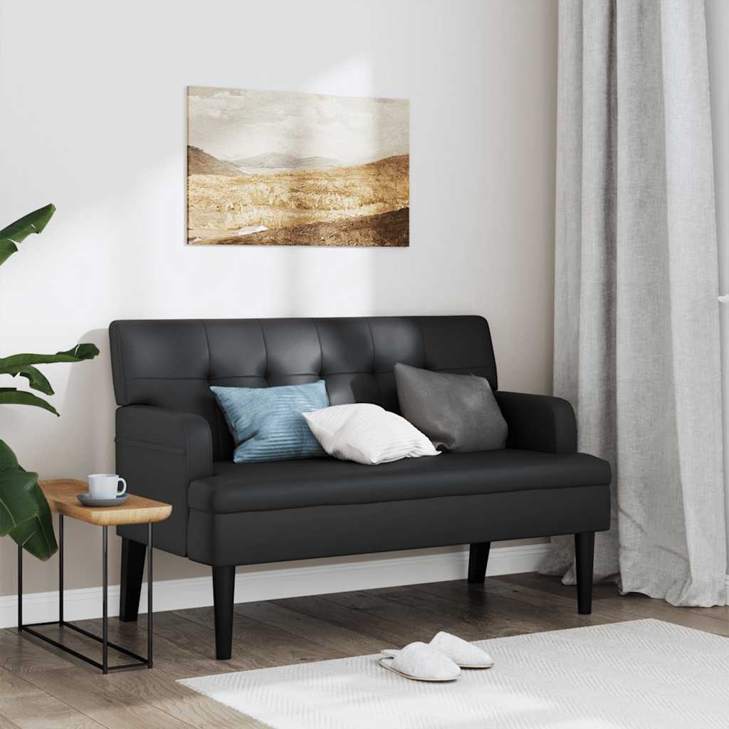Banco con cojines marrón 120,5x65x75 cm piel sintética