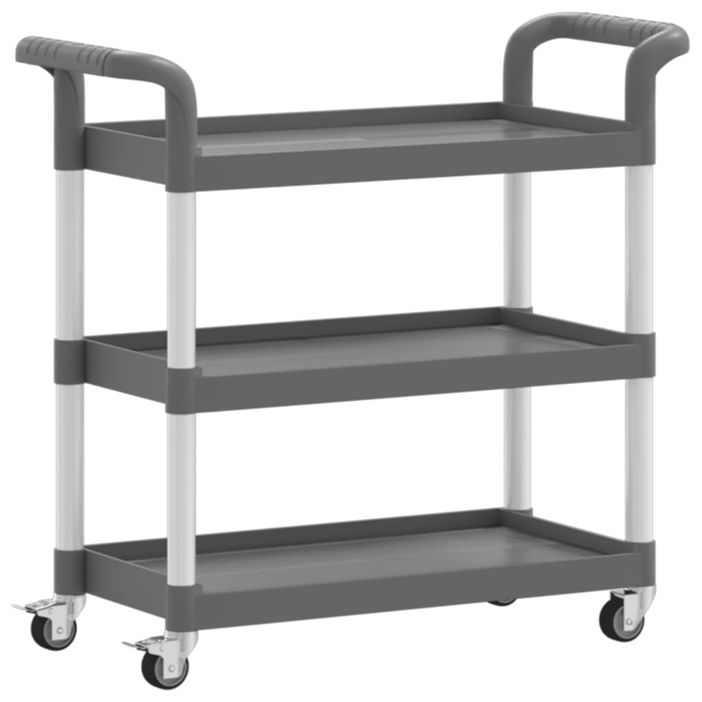 Carrito de 3 niveles aluminio gris 77x34x72 cm