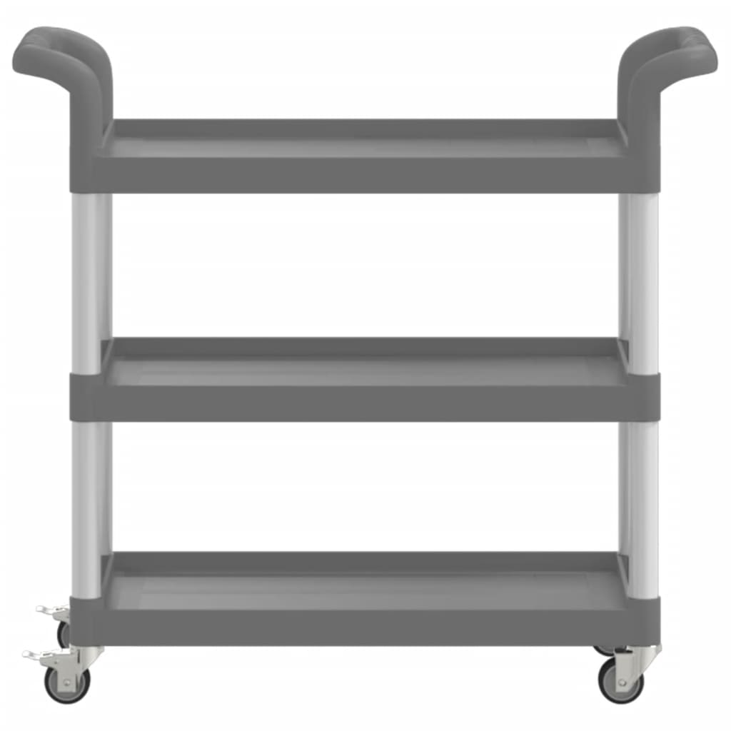 Carrito de 3 niveles aluminio gris 77x34x72 cm