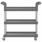 Carrito de 3 niveles aluminio gris 77x34x72 cm