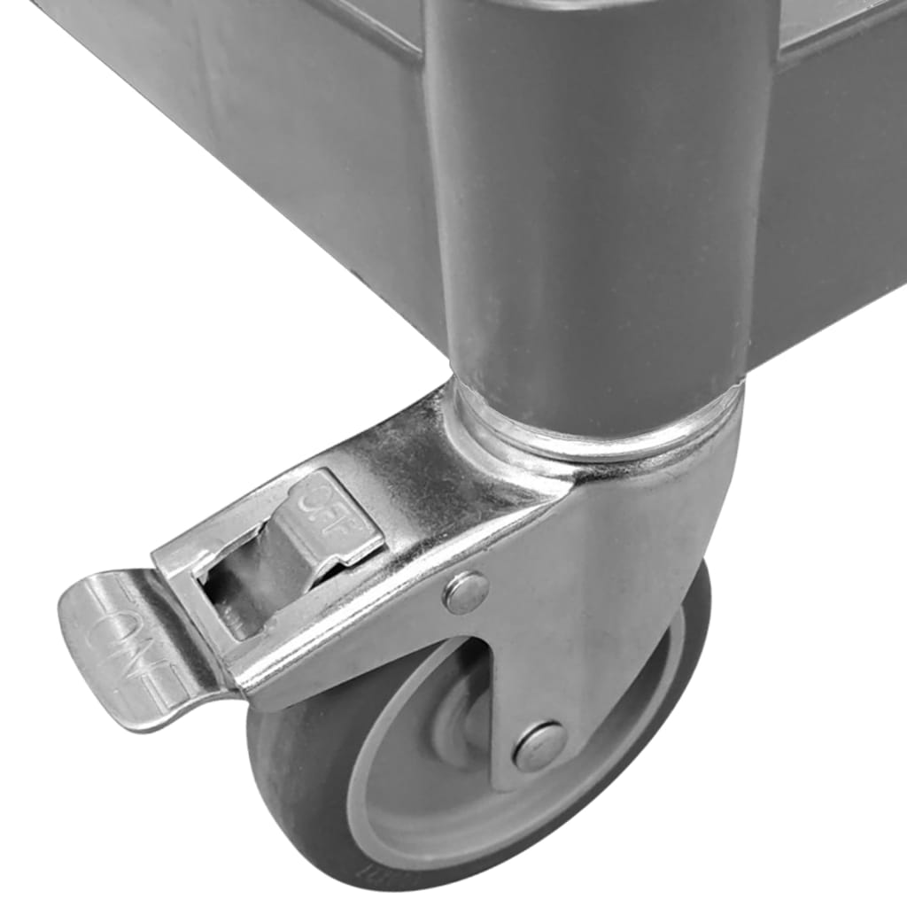 Carrito de 3 niveles aluminio gris 77x34x72 cm