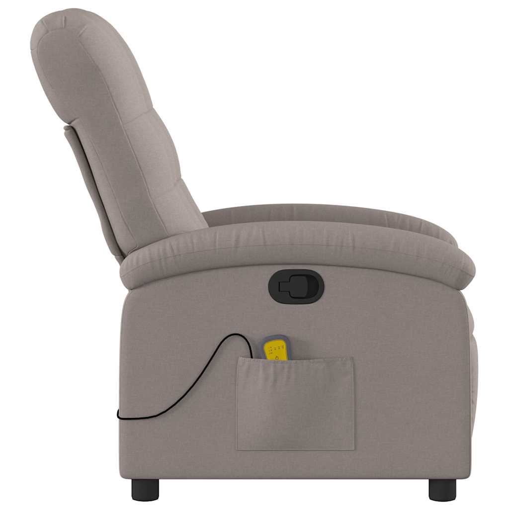 Sillón de masaje reclinable de tela gris taupé