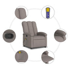 Sillón de masaje reclinable de tela gris taupé