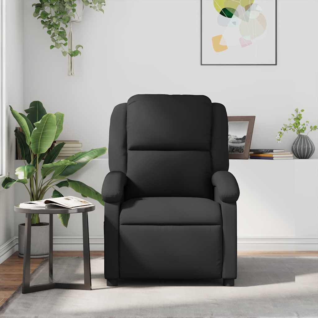 Sillón reclinable de cuero auténtico negro