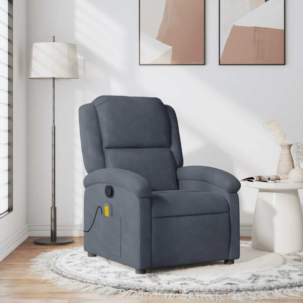 Sillón de masaje reclinable de tela gris taupé
