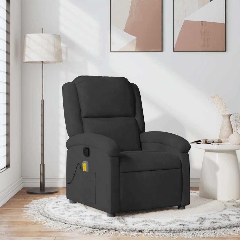 Sillón de masaje reclinable de tela gris taupé