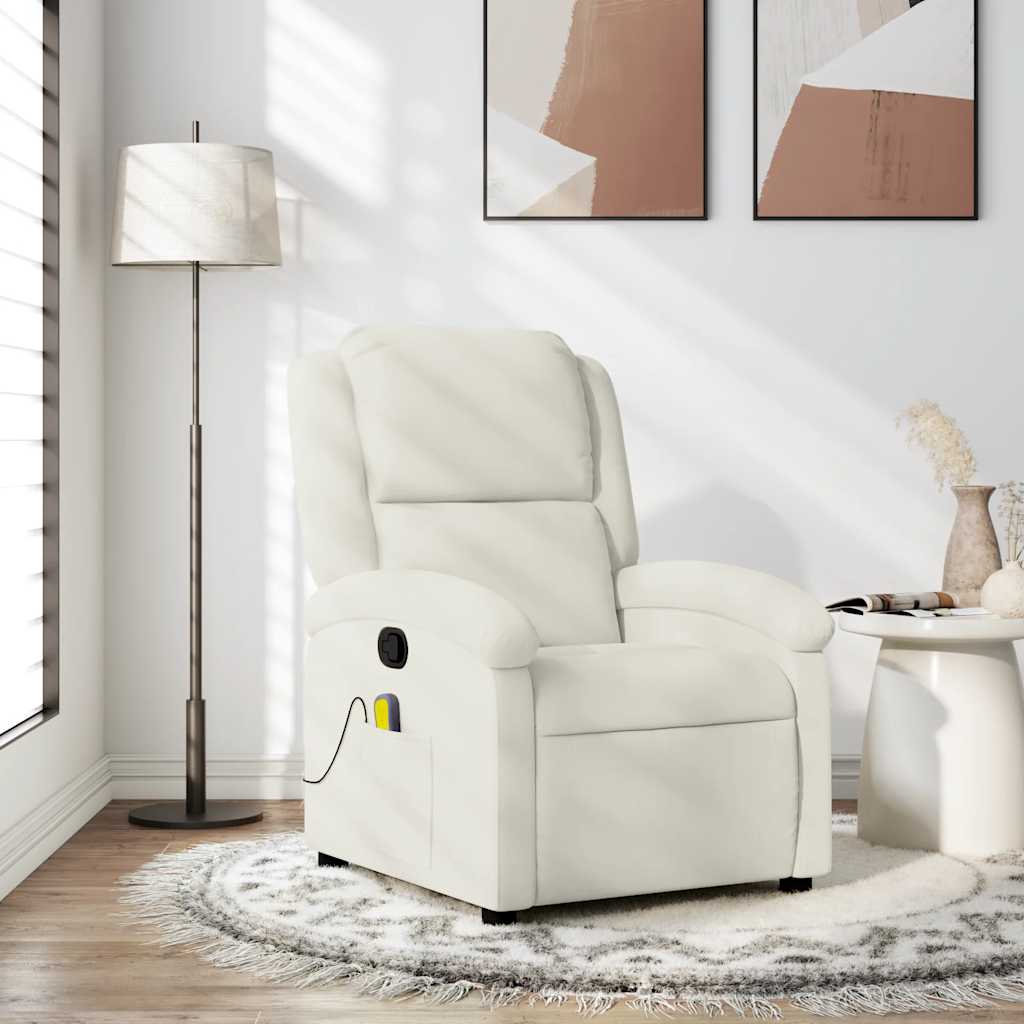 Sillón de masaje reclinable de tela gris taupé
