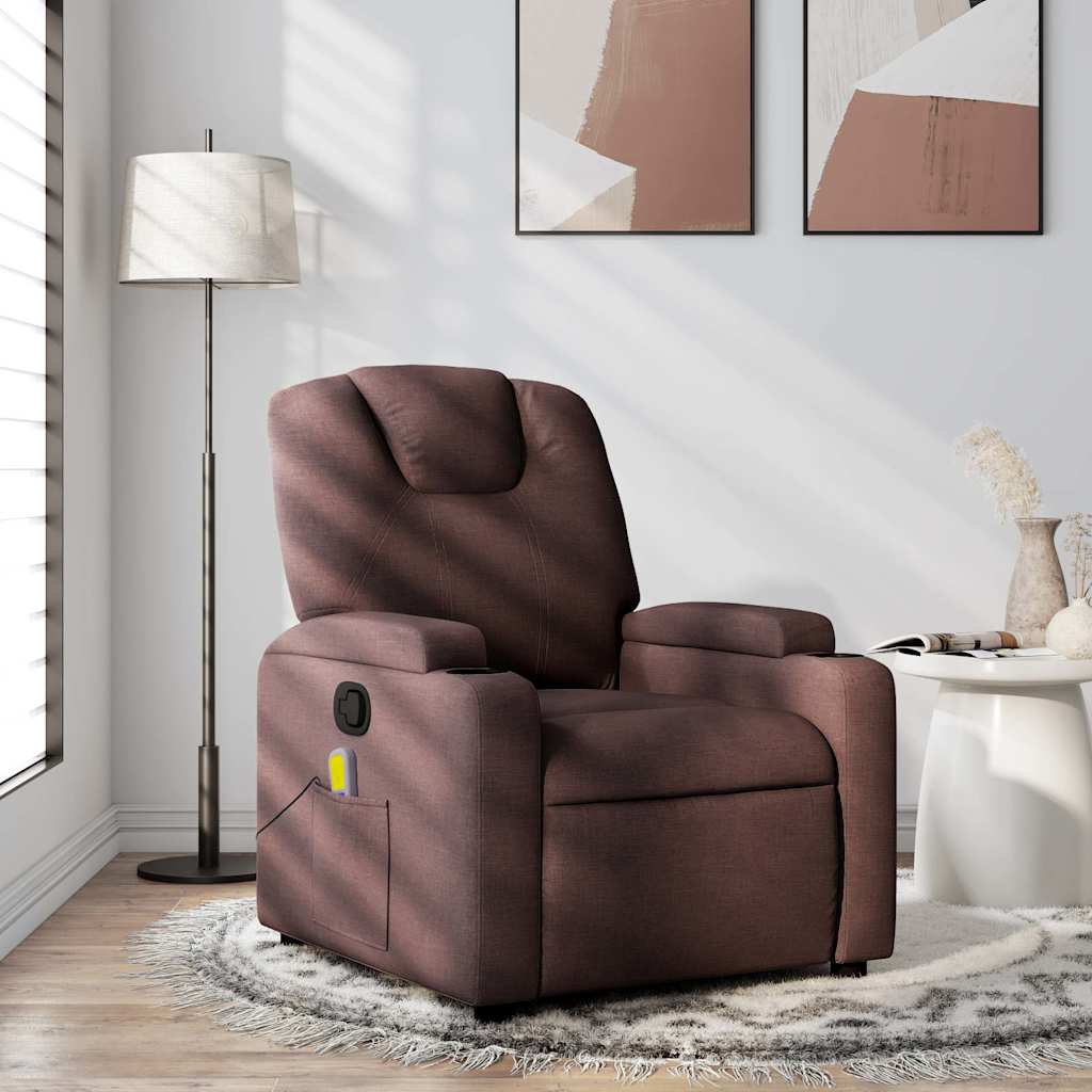 Sillón de masaje reclinable de tela gris taupé