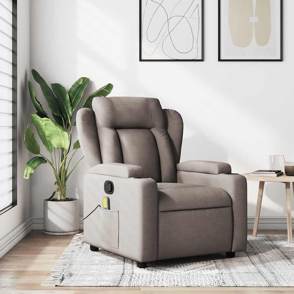Sillón reclinable de cuero auténtico negro