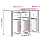 Aparador alto BODO madera maciza de pino gris 115,5x43x200,5 cm