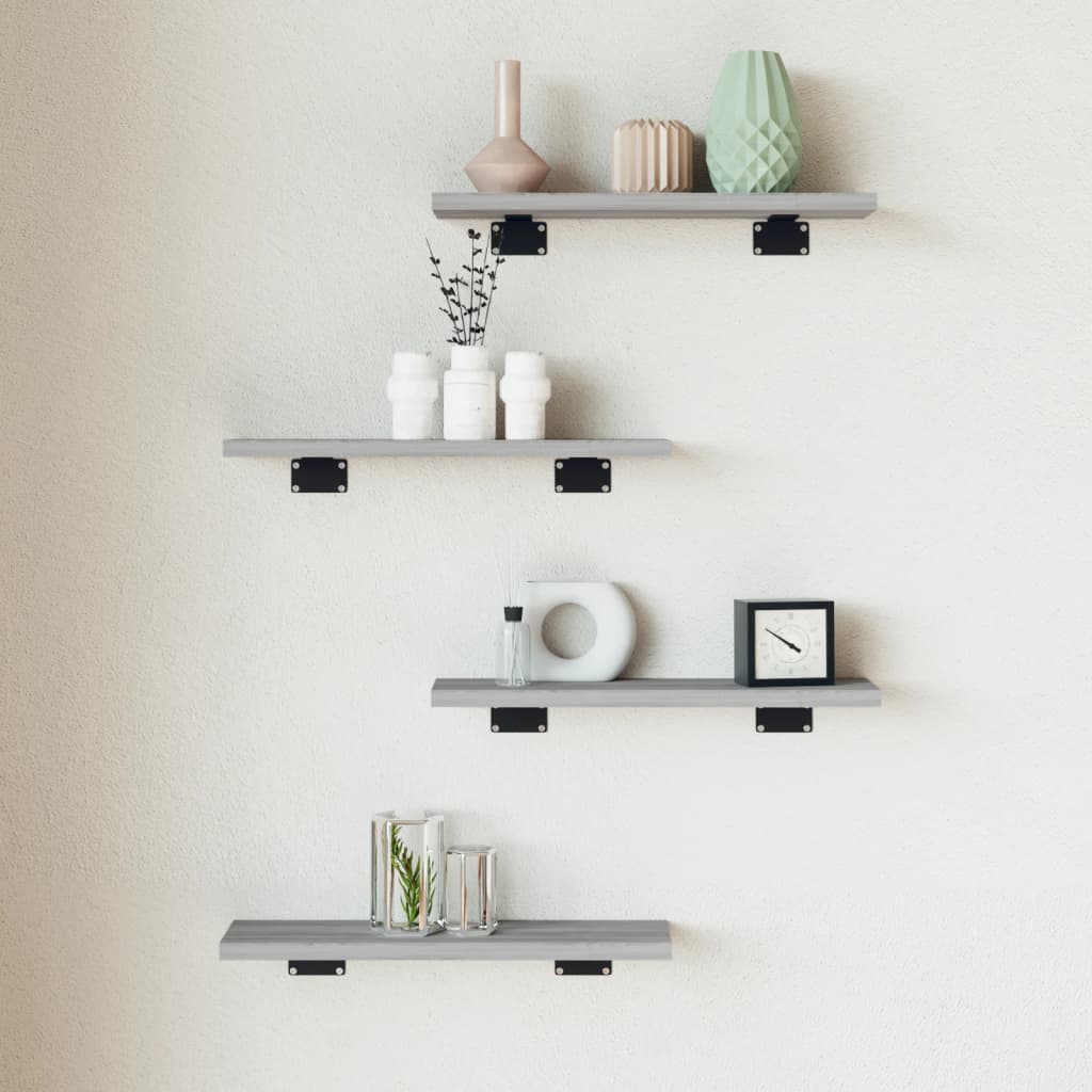 Estantes pared 2 uds madera ingeniería gris Sonoma 40x10x1,5 cm