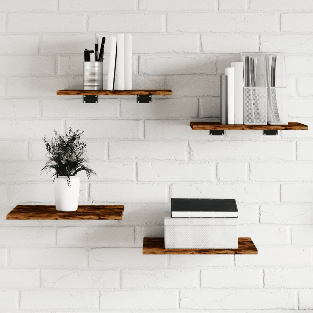 Estantes pared 4 ud madera ingeniería roble artisan 40x10x1,5cm
