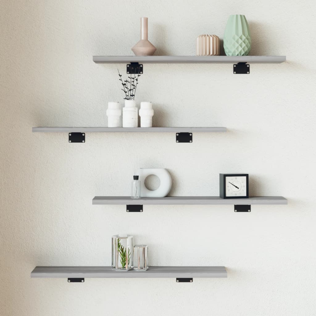 Estantes pared 4 ud madera ingeniería roble artisan 40x10x1,5cm