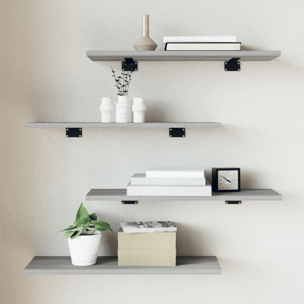 Estantes pared 4 ud madera ingeniería roble artisan 40x10x1,5cm