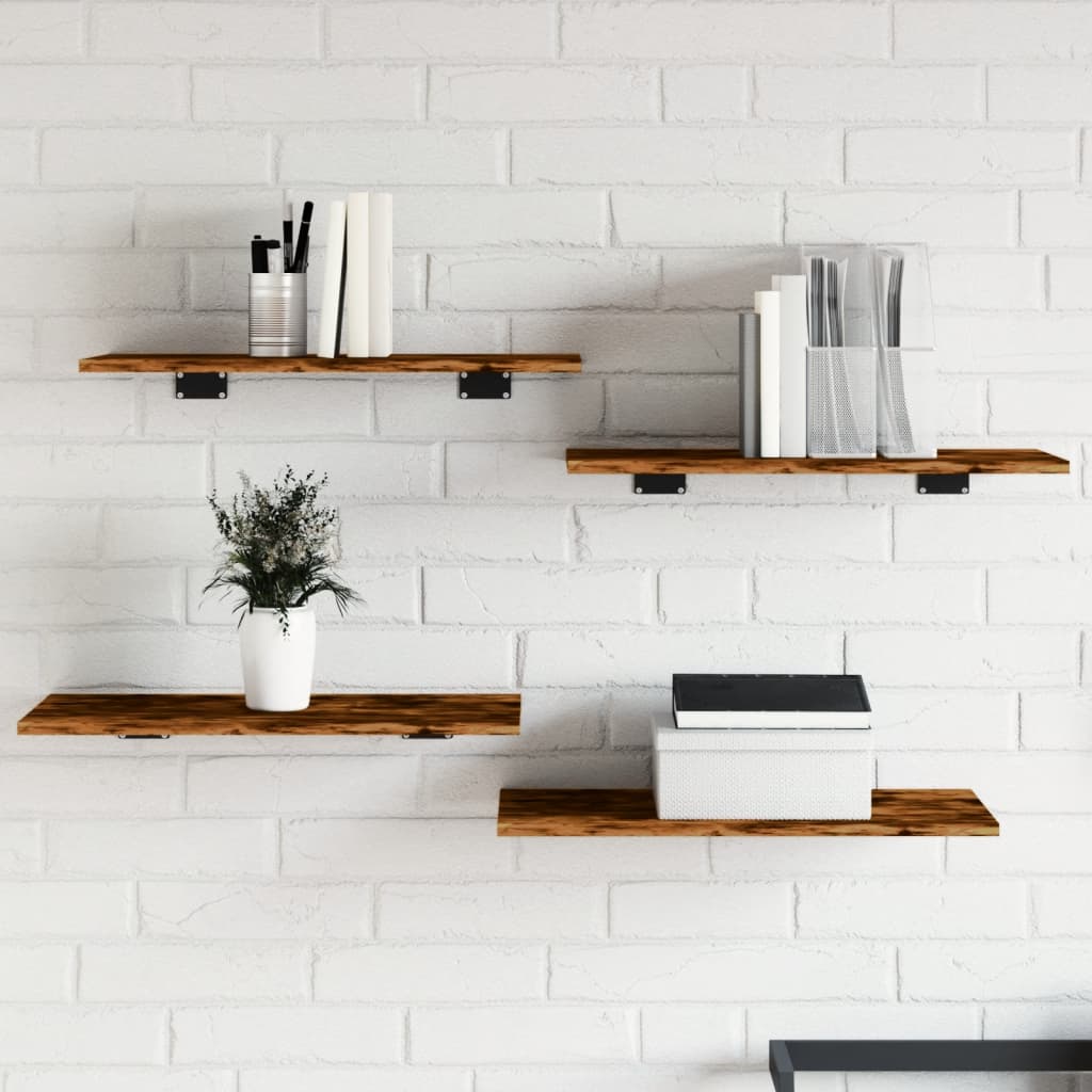 Estantes pared 4 ud madera ingeniería roble artisan 40x10x1,5cm