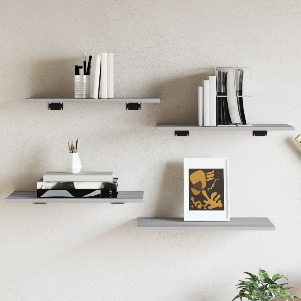Estantes pared 4 ud madera ingeniería roble artisan 40x10x1,5cm