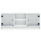 Mueble de TV con puertas de vidrio blanco 102x37x42 cm
