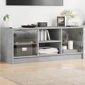 Mueble de TV con puertas de vidrio blanco 102x37x42 cm