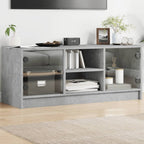 Mueble de TV con puertas de vidrio blanco 102x37x42 cm
