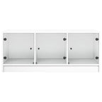Mesa de centro con puertas de vidrio blanca 102x50x42 cm