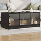 Mesa de centro con puertas de vidrio blanca 102x50x42 cm