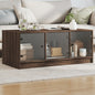 Mesa de centro con puertas de vidrio blanca 102x50x42 cm