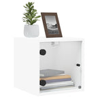 Mesitas de noche con puertas de vidrio 2 uds blanco 35x37x35 cm