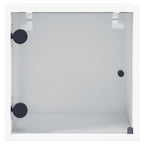 Mesitas de noche con puertas de vidrio 2 uds blanco 35x37x35 cm