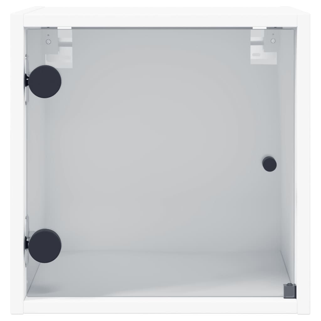 Mesitas de noche con puertas de vidrio 2 uds blanco 35x37x35 cm
