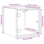 Mesitas noche con puertas vidrio 2 uds gris Sonoma 35x37x35 cm