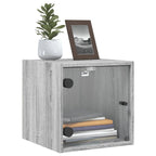 Mesitas noche con puertas vidrio 2 uds gris Sonoma 35x37x35 cm