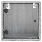 Mesitas noche con puertas vidrio 2 uds gris Sonoma 35x37x35 cm