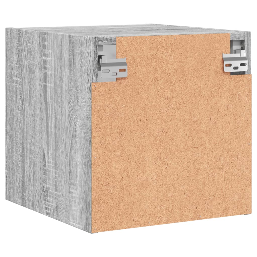 Mesitas noche con puertas vidrio 2 uds gris Sonoma 35x37x35 cm