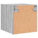 Mesitas noche con puertas vidrio 2 uds gris Sonoma 35x37x35 cm