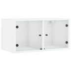 Mueble pared con puertas de vidrio 2 uds blanco 68,5x37x35 cm