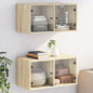 Mueble pared con puertas de vidrio 2 uds blanco 68,5x37x35 cm