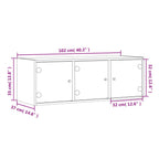 Mueble de pared puertas de vidrio gris hormigón 102x37x35 cm