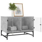 Mesa de centro puertas de vidrio gris hormigón 68,5x50x50 cm