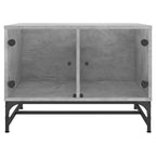 Mesa de centro puertas de vidrio gris hormigón 68,5x50x50 cm