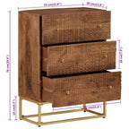 Cómoda madera maciza de mango y hierro 55x30x76 cm