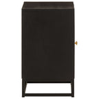 Mesita de noche madera maciza mango y hierro negro 40x30x50 cm
